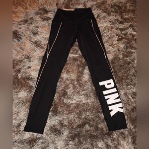 PINK Victoria's Secret Black Leggings with White Logo